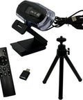 4K Ultra HD Webcam With Stand And LED RGB Lighting, 95 Degree Wide Angle, Auto Focus, USB 2.0, tripod, remote, and adapter