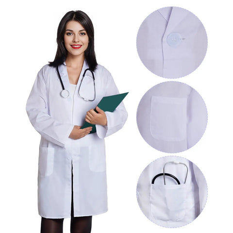 Unisex Scientist Doctor Costume Kit With White Lab Coat, Stethoscope, And Accessories For Halloween, Realistic Medical Look.