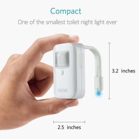 Hand holding Rechargeable 16 Color Motion Sensor LED Toilet Night Light 2 Pack With 5 Stage Dimmer IP67 Waterproof Light Detection