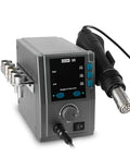 Beefy 700W Hot Air Soldering Station with 7 nozzles, adjustable air flow, and brushless fan for PCB chip repair and SMD soldering.