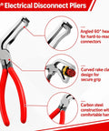 5 Piece Auto Electrical Disconnect Pliers Kit With Connector And Terminal Removal Tools exhibiting 60° angled plier head