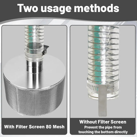 Straight Shooter Honey Filter Transfer Pump Featuring Durable 80 Mesh Stainless Screen with and without filter usage methods.