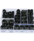 All Weather Waterproof Nylon Cable Gland Kit 50Pcs with Lock Nuts and Joints fits 3 to 16mm cables in a plastic box