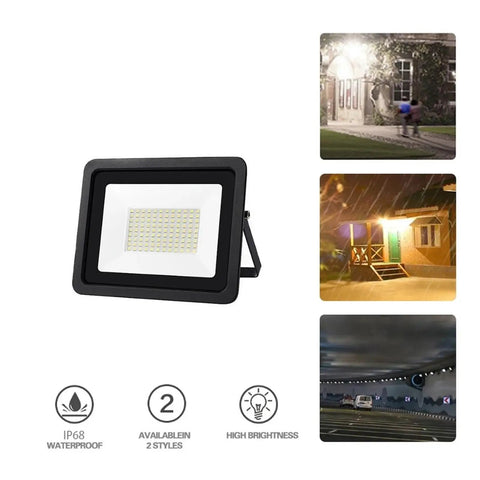 JUDYSSY Led Floodlight Ip68 Waterproof 220 10W 20W 30W 50W 100W Outdoor Garden Projector Lighting Reflector Spotlight Street Lamp for Court,Garden，100w-Black Shell displayed with high brightness.
