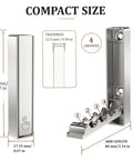 Top Shelf Fold Down Wall Hooks For Heavy Jackets And Keys Set Of Four Brushed Silver Zinc Alloy Rectangular Rack showing compact design and dimensions.