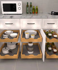 Pull Out Cabinet Organizer 1 Tier Sliding Shelf For Base Cabinets 20W By 21D Wood Pantry Kitchen Bathroom Storage Easy Access