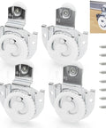 Sliding Wardrobe Door Hardware Set With Four Rollers And Eight Screws For Closet Cabinets, Two Styles Of Rollers Displayed