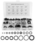 300 Piece O Ring Kit With 18 Size Rubber Gasket Washers For Auto Repair And Air Or Gas Lines O Rings And Seals Set displayed in box.