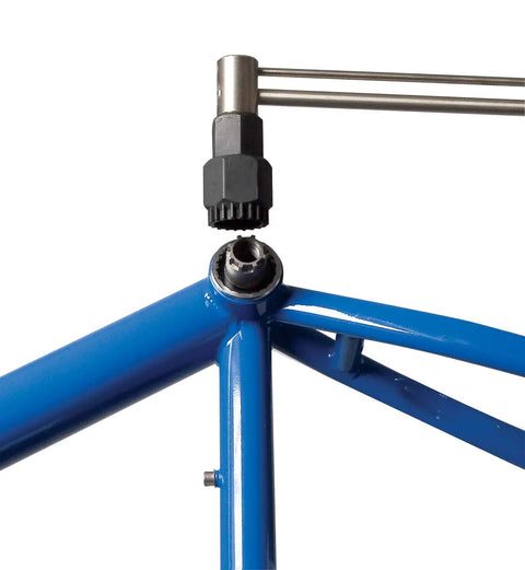 BBT-22 Shimano Sealed Cartridge Bottom Bracket Tool for 20 Tooth Splined Cups attached to bike frame