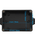 Interior view of 4 Pack IP65 Waterproof Junction Boxes Outdoor Project Case Made From Durable ABS Plastic With Fixed Ears, 3.3 x 2.3 x 1.3 Inch Electrical Utility Box For Weatherproof Outdoor Power Junctions, Black showing dimensions.