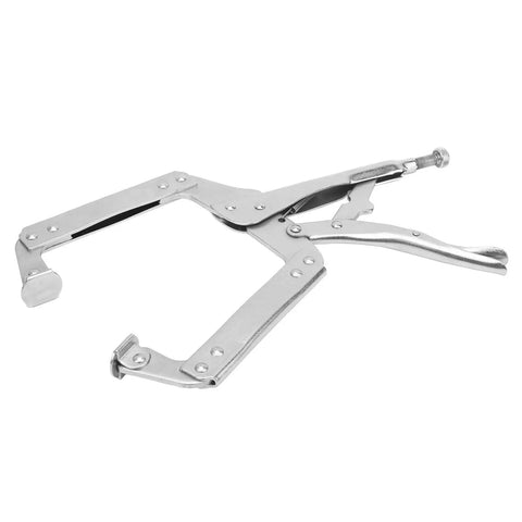 Heavy Duty Locking Pliers Quick Clamp for Woodworking and Welding C Shaped Jaw Holding Tool with Wide Mouth 14 Inch Grip One Hand Lock Durable Alloy Steel 1 Pack for Steady Boards and Metal Parts, 14-inch alloy steel clamp