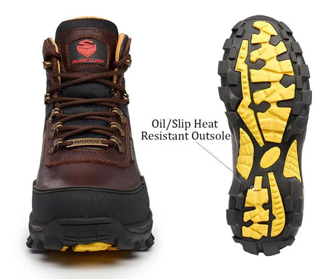 Waterproof Steel Toe Work Boot For Men Leather Lace Up Industrial Safety Boots with oil-slip resistant outsole