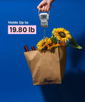 Heavy Duty Kraft Paper Bags With Handles 10 x 7 x 12 Inches, 250 Pack Brown Shopping Bag holding bottles and sunflowers, 19.80 lb weight