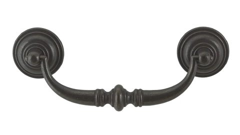Matte Black Iron Traditional Cabinet And Drawer Pull Handle For Kitchen And Bathroom Or Furniture Durable Center To Center 4 1 Quarter Inch 108 Millimeters Length Five And One Half Inches Width Two Inches Projection Three Quarters Of An Inch