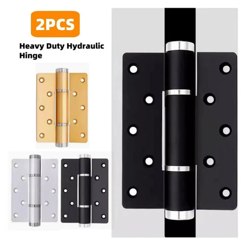 Two Pack Soft Closing Door Hinge With Automatic 90 Degree Positioning And Hydraulic Closer 5 Inch Adjustable in black, gold, and silver
