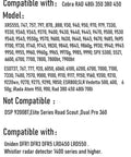Radar Detector Power Cord compatibility list including Cobra RAD and Uniden models, detailing specific compatible and incompatible models.