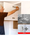 Person installing Rotating Concealed Cabinet Hinges Set 2 To 10 Pieces Stainless Steel Mounting Fixings For Hidden Doors, before and after comparison