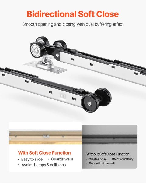Image of a Pocket Door Frame Kit For 24 To 36 Inch Wide Doors 80 Inch High with Two Way Soft Close System and smooth sliding rails