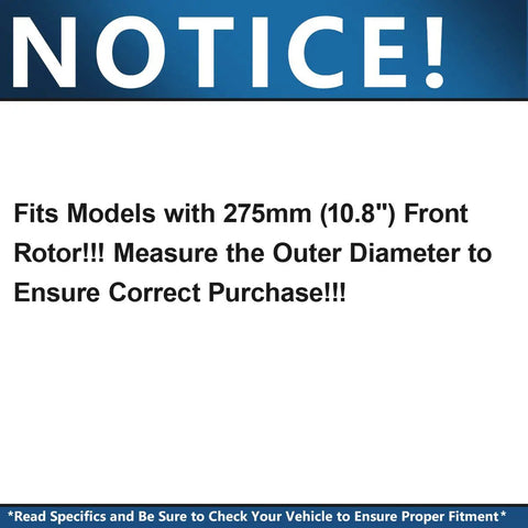 Front And Rear Disc Brake Kit With Ceramic Pads For 2006-2018 Toyota RAV4 And 2010-2012 Lexus HS250h 10.83 Inch Front Rotor Fitment Notice