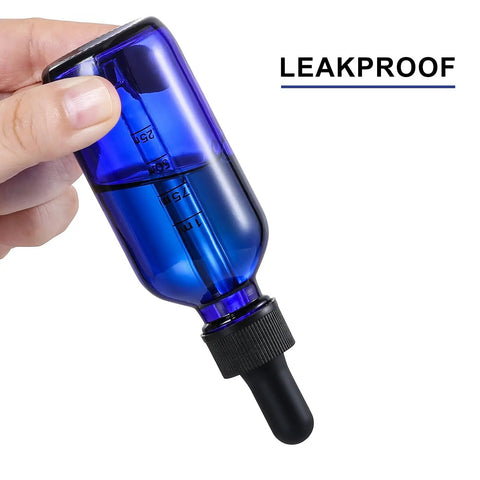 Dead Simple 2 Oz Dark Blue Glass Dropper Bottles, 4 Pack With Exact 1Ml Calibrated Eyedroppers, No Drama Silicone Caps For Essential Oils, DIY Tinctures, And Slick Beauty Blends