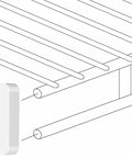 Illustration of a wire shelf with a Four Pack Plastic Wire Shelf End Caps And Rod Spacer Caps For Closet Rods White Dope Easy Install.