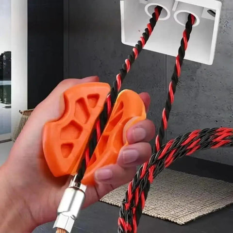 Two Pack Line Grip Set For Electrical Cable Pulling, Non Slip PVC Ergonomic Orange Handles, Fits 3-6mm Wires, 8x8mm Grips, Durable Polyoxymethylene Tooling For Quick Conduit Installations on twisted wires