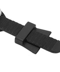 Close-up of black Replacement Inline Skate Straps and Buckles for Men Women Kids Adjustable Roller Skate Strap Kit Durable PE Material