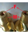 Brass Rotary Joint Swivel Union For Steam And Cooling Lines One And A Quarter Inch To One Half Inch Right Hand Thread Flange Plate Heavy Duty Dual Inlet Outlet Pro Grade Easy Install For Industrial Pumps And Machinery, close-up of threaded brass ends
