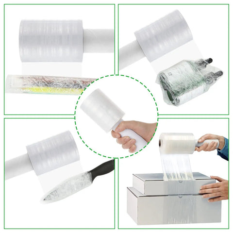 Snag This Gotta Have 6 Roll Stretch Wrap Film Set With Premium 80 Gauge Cling Plastic Measuring 4 Inches By 1000 Feet used for wrapping boxes and items.