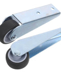 Heavy Duty 2 Pack Sliding Door Roller Wheels Low Profile Rubber Caster Bottom Track Glides with silver steel body and rubber wheels
