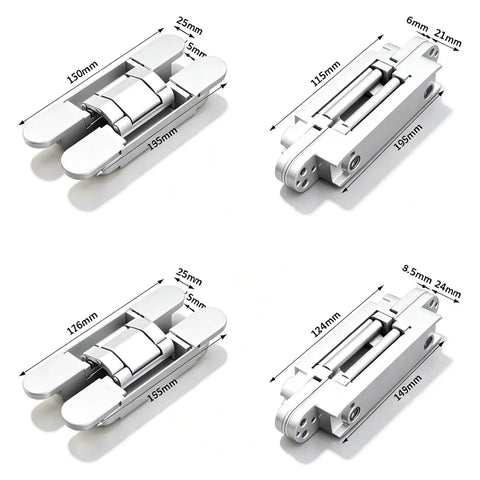 2 Pack Hidden Door Hinges With Adjustable Cross Style For Outward Opening Wooden Doors Concealed Mount Easy Install