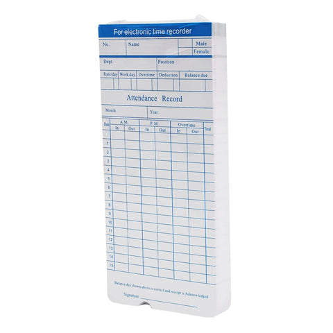 Attendance record sheet for Built Tough Wall Mount Or Desk Time Clock Bundle With Bright Lcd Screen And Fifty Punch Cards.