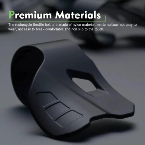 Built Damn Tough Motorcycle Cruise Control With Anti Slip Inner Ring Grip Throttle Accelerator Assist Handle in black nylon, close up view.