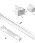 Two Pack Flexible Rain Gutter Downspout Extensions Extend From 21 To 68 Inches, Easy Install Drain Extender Kit With Screws Included, White Finish