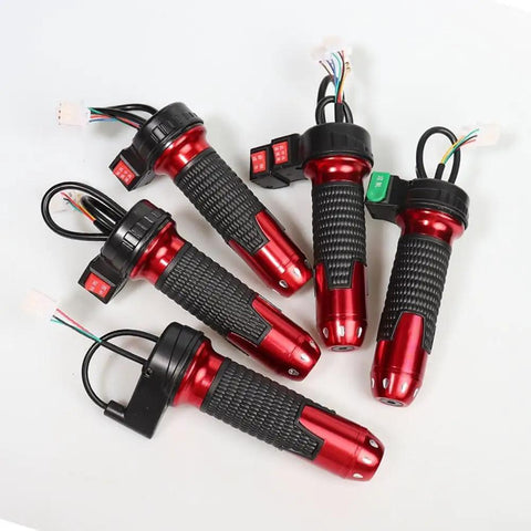 Top Tier E Bike Twist Throttle With 3 Speed Settings High Med Low Plus Forward Reverse Control For Smooth Rides On Any Terrain red grips
