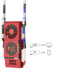 Kickass 10S 36V Smart BMS With Bluetooth Wireless Control And 300 Amp Continuous Rating For Lithium Ion 18650 Battery Packs close-up view with wiring.
