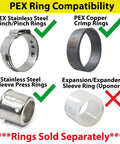 PEX Ring Compatibility for Half Inch Brass PEX Fittings Kit With 10 Elbows 10 Tees And 10 Couplers Straights For Domestic Water