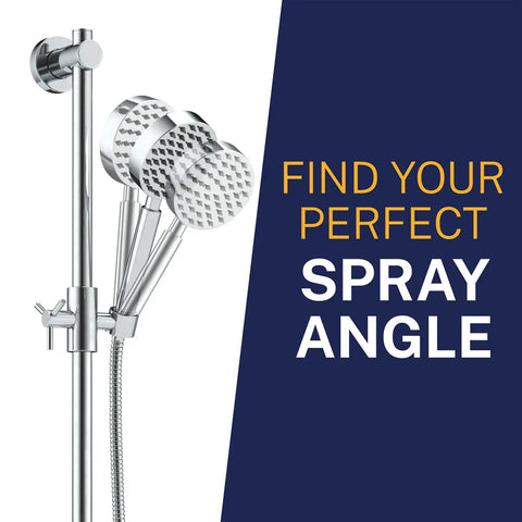 Solid Metal 27.5 Inch Shower Slide Bar Set With Handheld Shower Head And Hose Chrome Finish 2.5 GPM High Pressure Spray Wand Built To Last