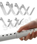21 Piece Stainless Steel V Shaped Push Button Spring Clips Set In 7 Sizes For Tent Poles Kayak Paddles Umbrellas And Camping Gear