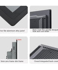 Detail view of Tough As Nails 15 Inch Industrial Tablet Computer panel and back cover fins for heat dissipation.