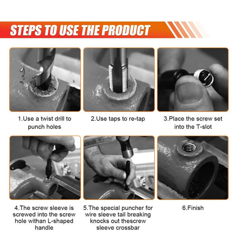 Steps for using M6 x 1.0mm Thread Repair Insert Kit With Stainless Steel Helicoil Inserts for auto repair and DIY car maintenance