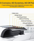Matte Black Waterfall Tub Faucet With Widespread Spout, Deck Mount Roman Tub Filler, Solid Brass 2-Handle Bathroom Faucet, Drip-Free Ceramic Cartridge For Smooth Flow And Leak-Resistant Performance showcasing layered plating process