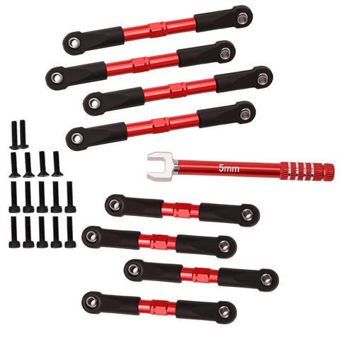 7075 Aluminum Toe Link And Push Rod Set For 1 Sixteenth Slash RC Truck Upgrade Replaces 7038 And 7018 Red Finish Durable