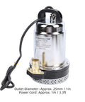 Heavy Duty Workhorse Drainage Sump Pump With Solid Stainless Steel Body And No Sweat Operation For Agricultural Garden Basement And Farm Flooding Featuring Rock Solid 26 Foot Lift And Smooth 180 Watt Kick, showing stainless steel body and power cord.