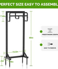 Heavy Duty Freestanding Garden Hose Holder With Stable Base And Tool Hooks, Rustproof Metal Hose Storage Stand For Up To 151 Feet Of Hose, Ideal For Outdoor Yard Lawn And Patio, Black Finish.