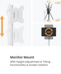 Height Adjustable Mobile Medical Monitor Cart On Wheels With Basket Storage, Supports 17 To 32 Inch Monitors Up To 20 Lbs, Pneumatic Height Adjust, Ergonomic Viewing For Hospital Clinic Lab And Beauty Salon - monitor mount with height adjustment, tilting, and screen rotation features.