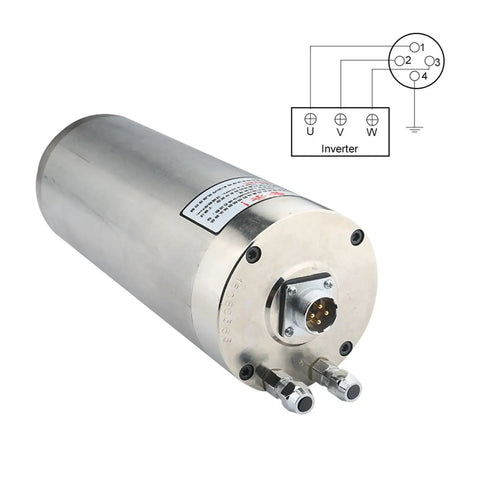 3.2kw Water Cooled Cnc Spindle Motor With Er20 Collet For Heavy Duty Engraving Milling And Drilling stainless steel body with connection ports