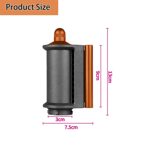 Anti Flyaway Wind Nozzle Attachment For Hair Styling Wand size dimensions, brown color, clip-on design for sleek finish