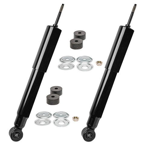Front And Rear Shock Absorber Replacement Kit For Chevy Silverado GMC Sierra 1500HD 2500HD 2500 Heavy Duty Shocks Assembly Fits 2001 To 2003 2005 To 2006 2007 Silverado 1500HD With Front Torsion Bar Suspension, including washers and bushings