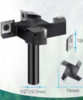 Spoilboard Surfacing Router Bit With Half Inch Shank And Three Inch Cutting Diameter, Four Wing Carbide Slab Flattening Bit